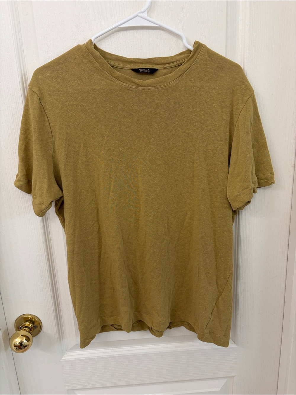 Massimo Dutti Linen Cotton Blend Tshirt in Green